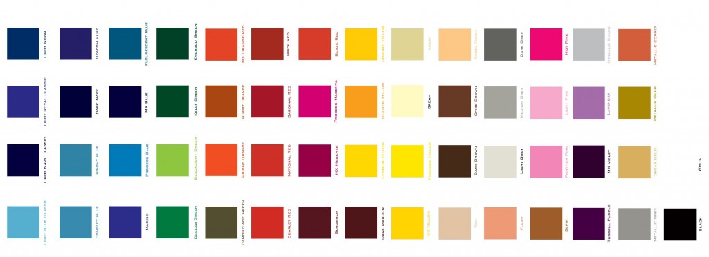 Tabela de cores de tintas