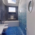 banheiro azul decorado com pastilhas