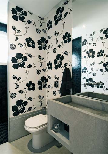 papel de parede floral preto