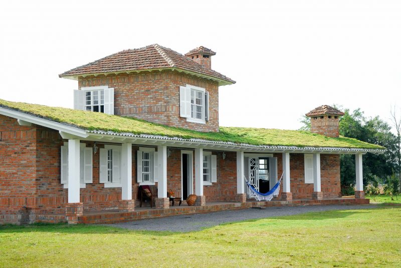 telhado ecológico - cobertura verde residencial sobre uma casa.