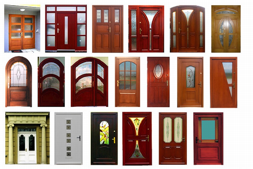 Diversos tipos de portas de madeira