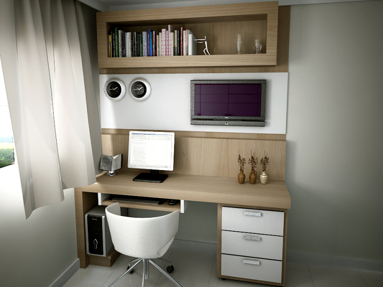 Este pequeno espaço foi super bem aproveitado para composição do home office.