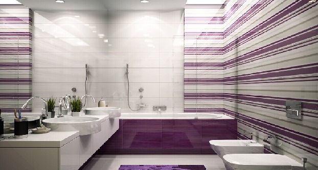 Decoração de banheiro simples branco e lilás