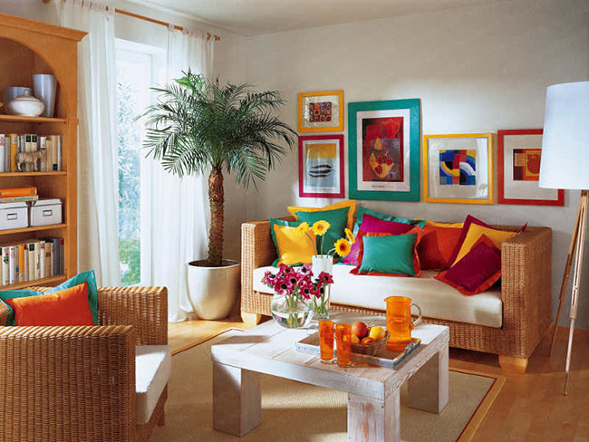 Decoração colorida para sala de estar
