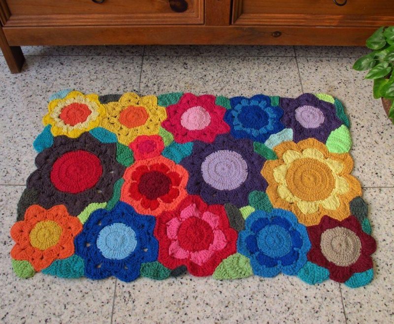 tapete flores de crochê
