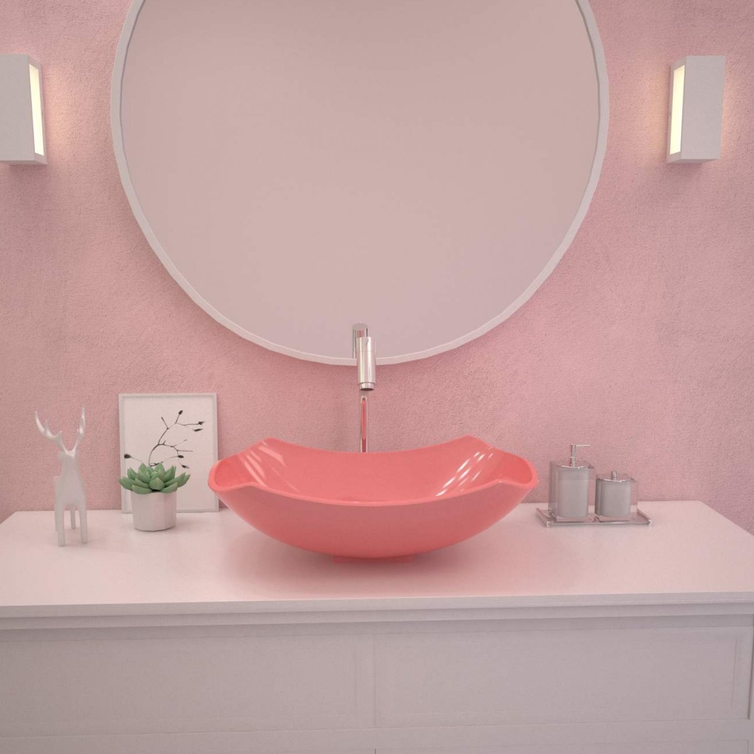 Banheiro Rosa e Branco