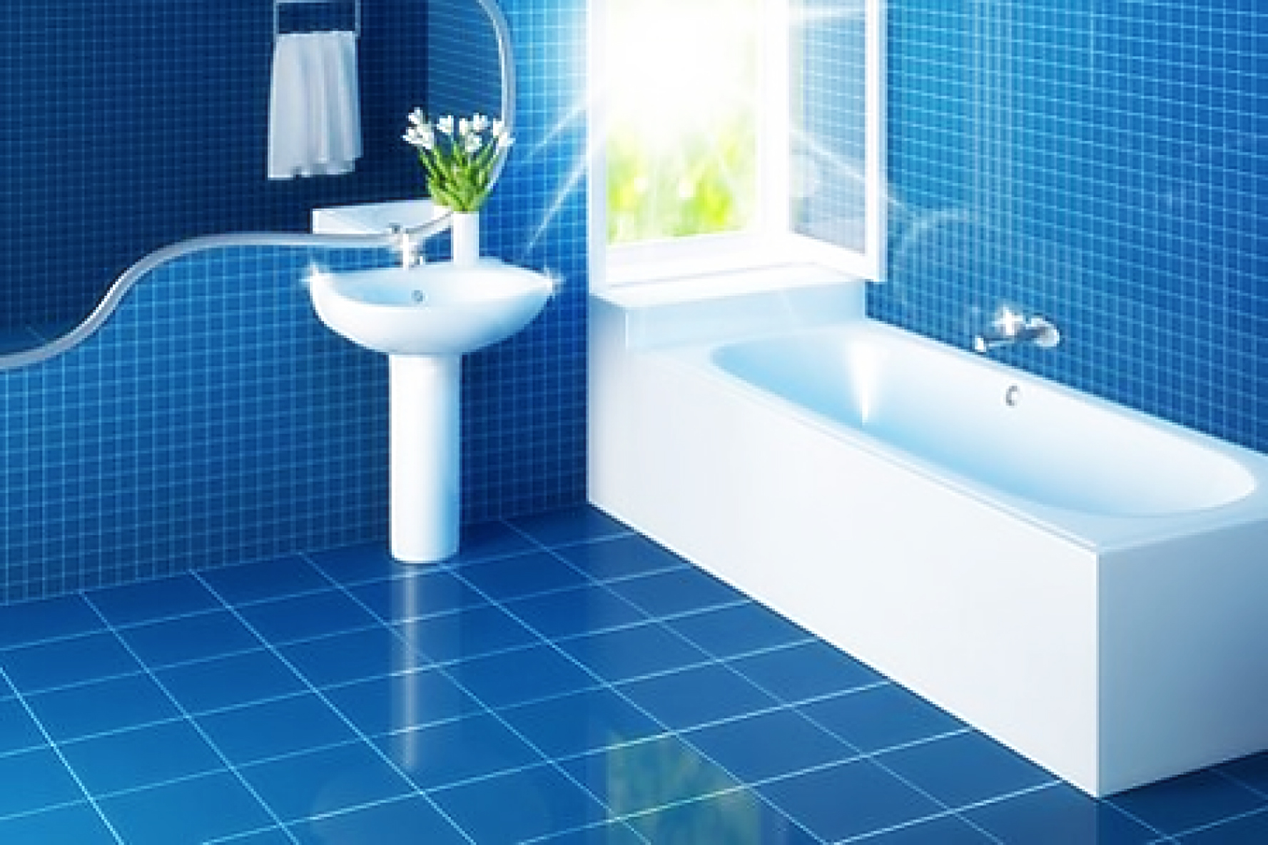 Azulejo Para Banheiro Azul