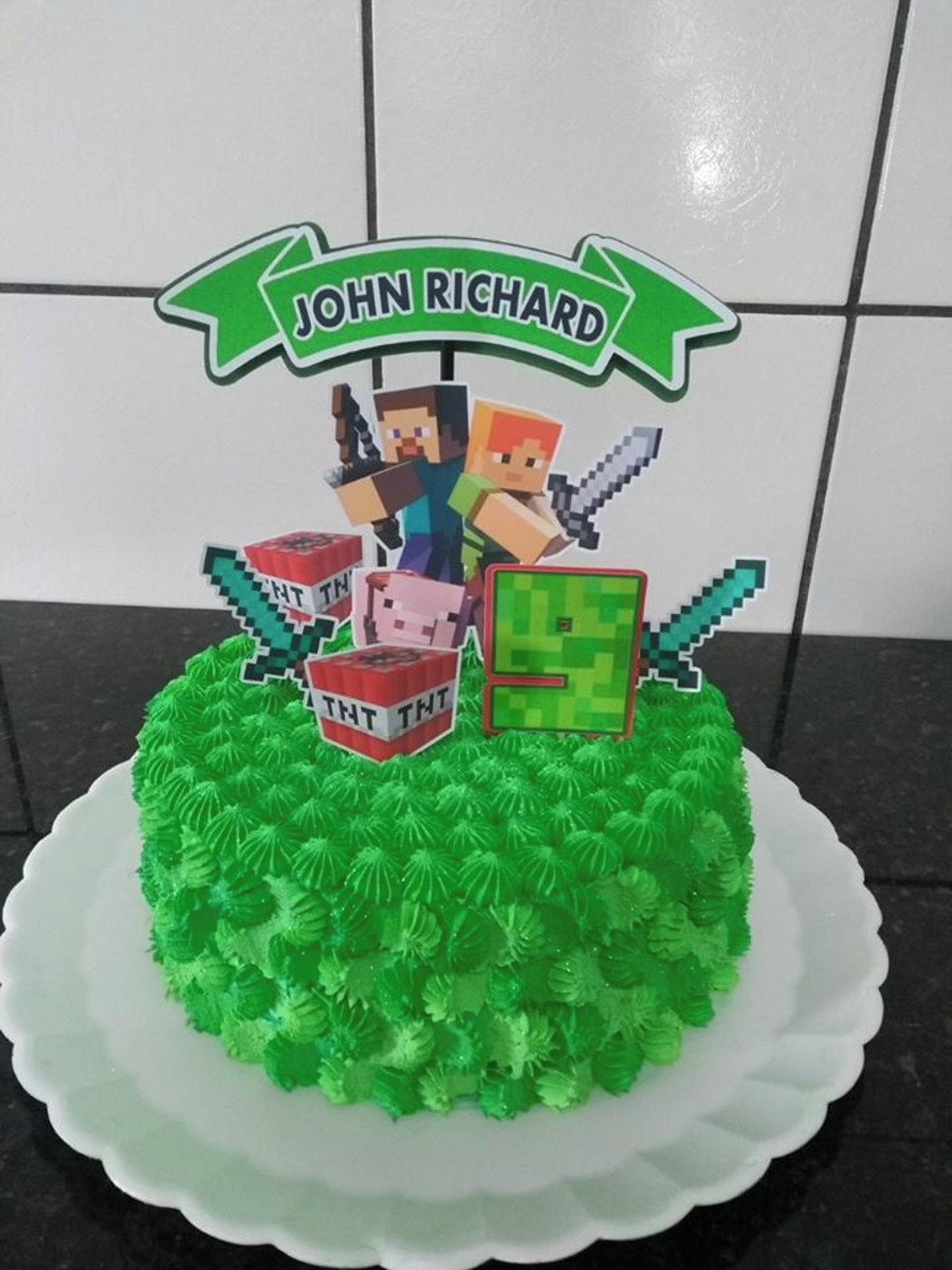 BOLO MINECRAFT COM CHANTILLY! MINECRAFT CAKE Passo a Passo. 