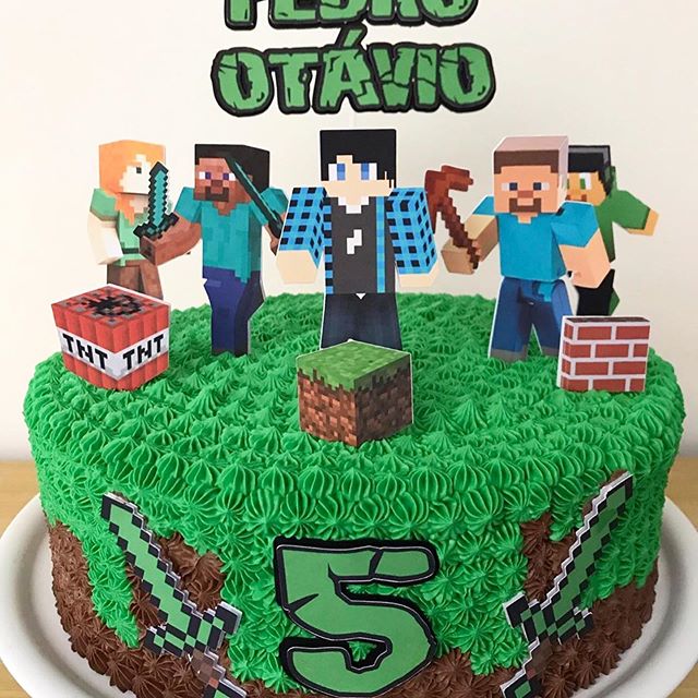 bolo minecraft simples #bolodecorado #bolominecraft #festaminecraft