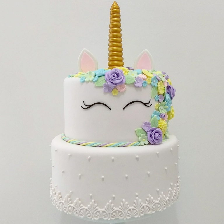 BOLO DE UNICÓRNIO → Redondo, Quadrado, Simples, 2 Andares