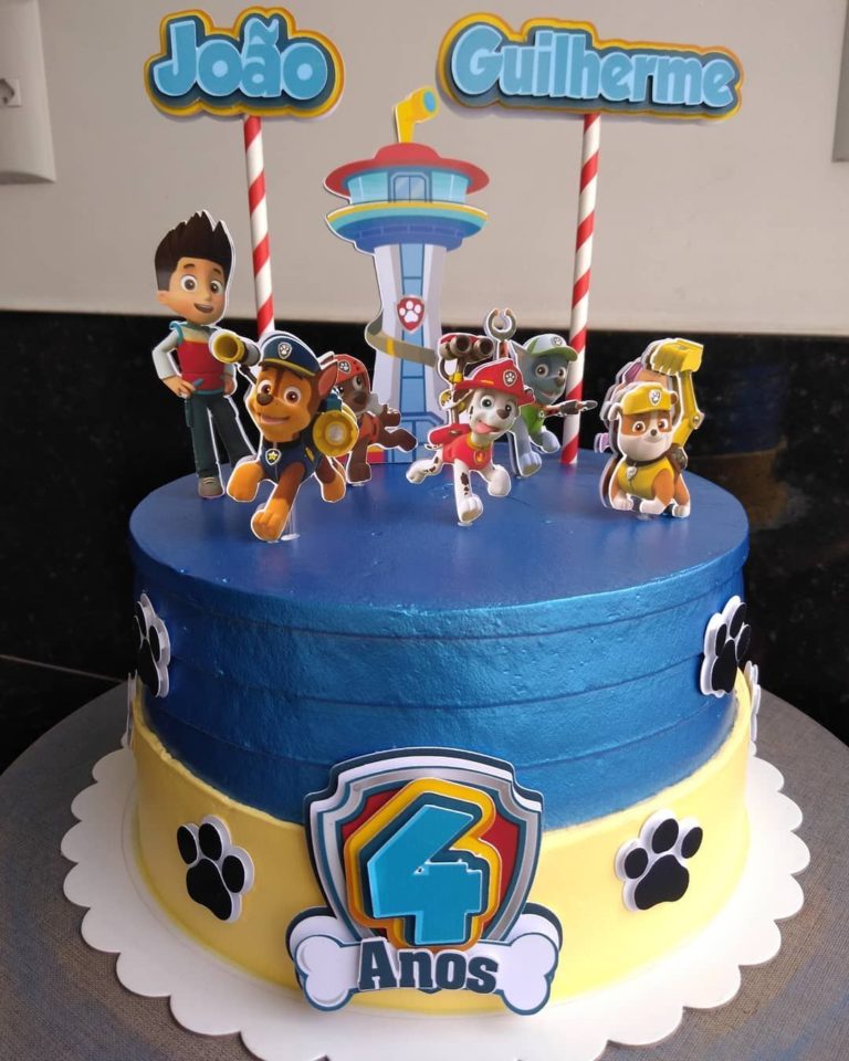BOLO PATRULHA CANINA → Chantilly, Simples, Quadrado, Redondo