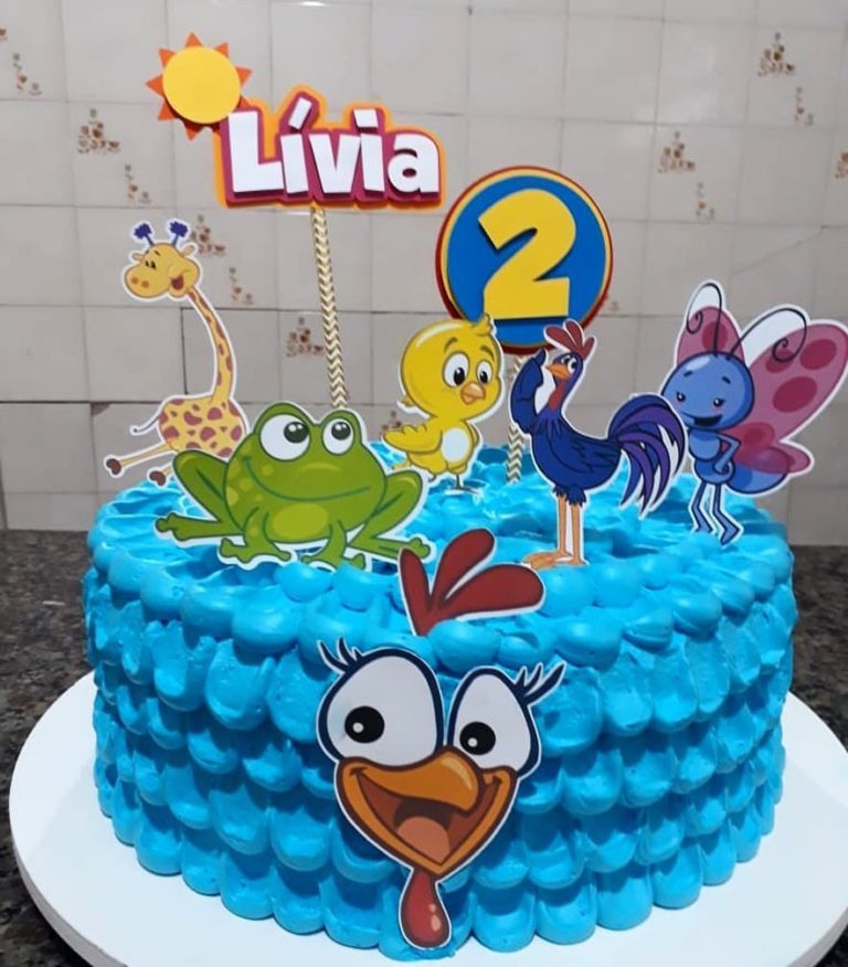 Bolo da Galinha Pintadinha → Simples, 2 andares, Quadrado, Redondo