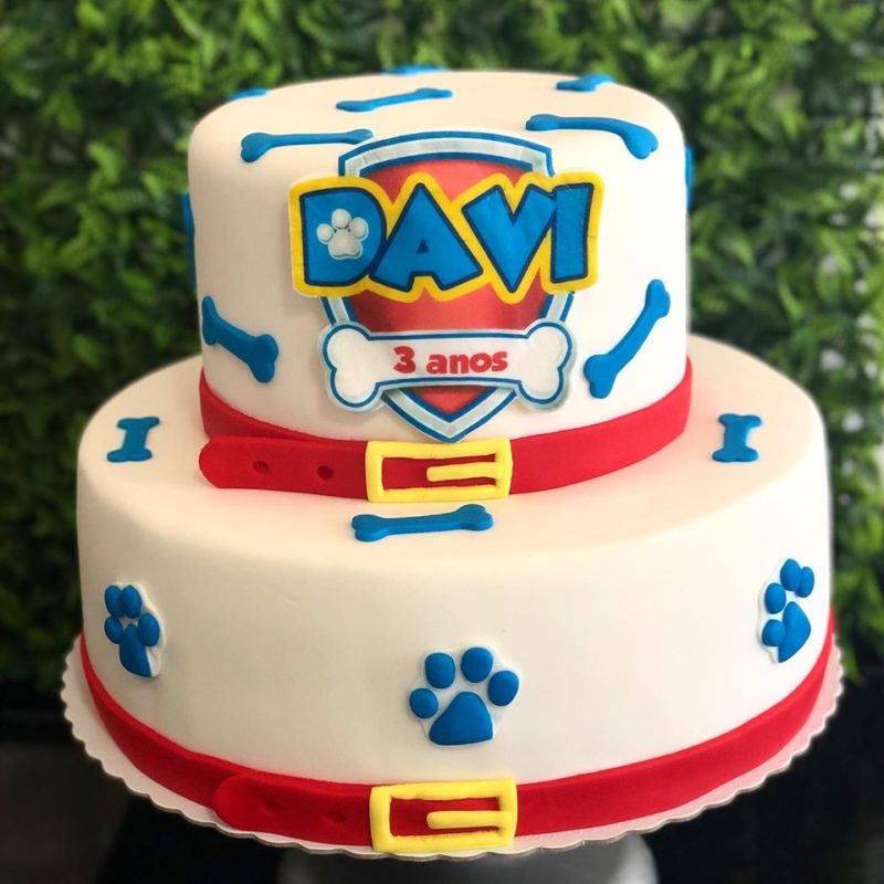 BOLO PATRULHA CANINA → Chantilly, Simples, Quadrado, Redondo