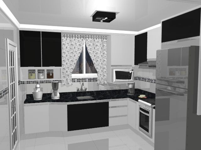 Cozinha Cinza e preto