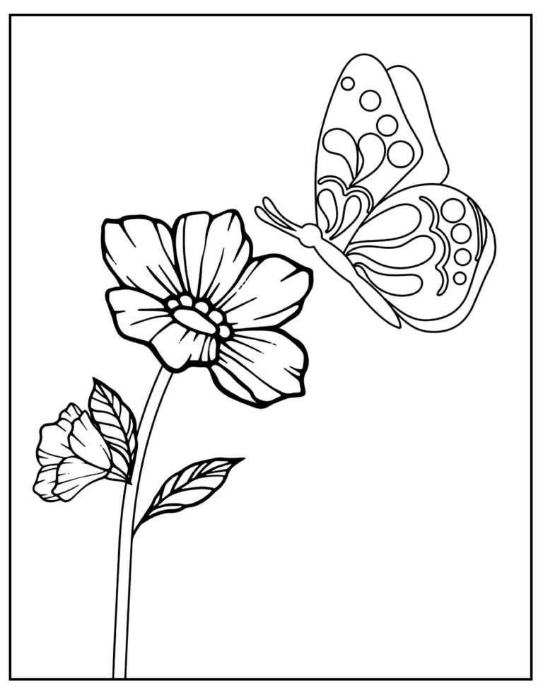 BORBOLETA PARA COLORIR → Molde Para Imprimir, Com Flores